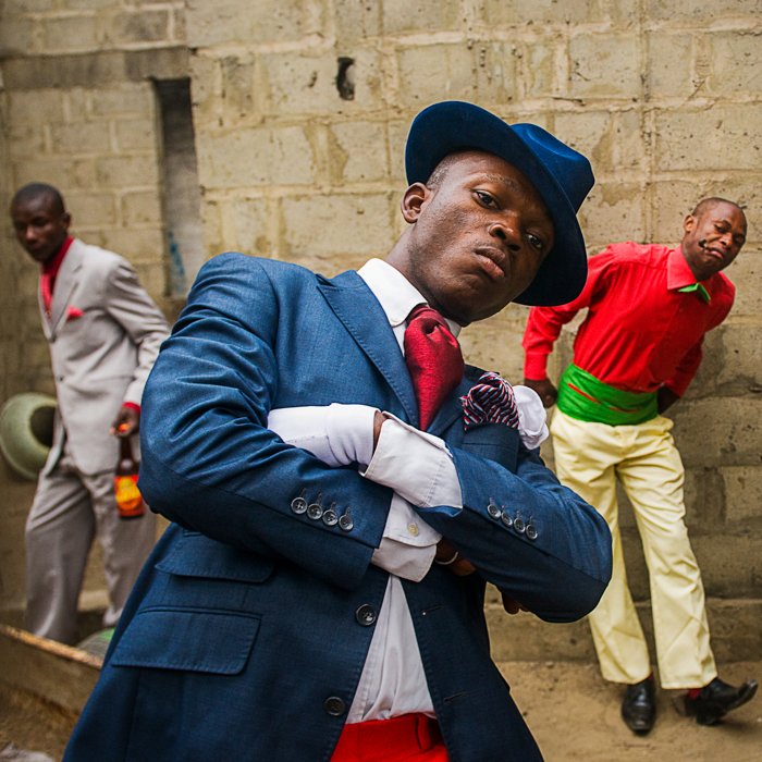 Group of young Sapeurs posing for the camera in Brazzaville, Congo (2008)